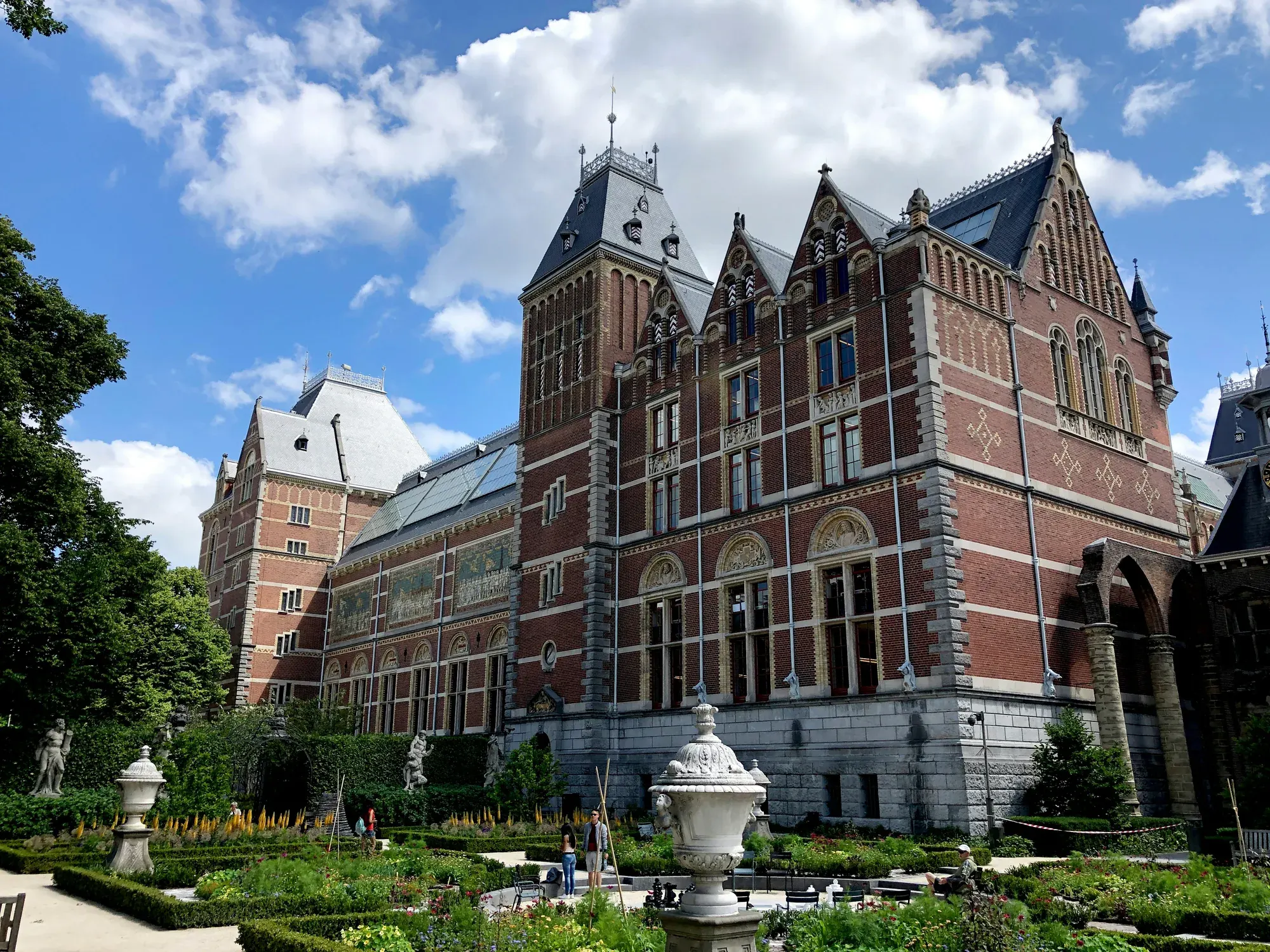 The Rijksmuseum seen from its gardens on a summer day, Amsterdam