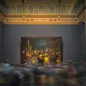 Crowds in front of Rembrandt's Night Watch at the Rijksmuseum, Amsterdam