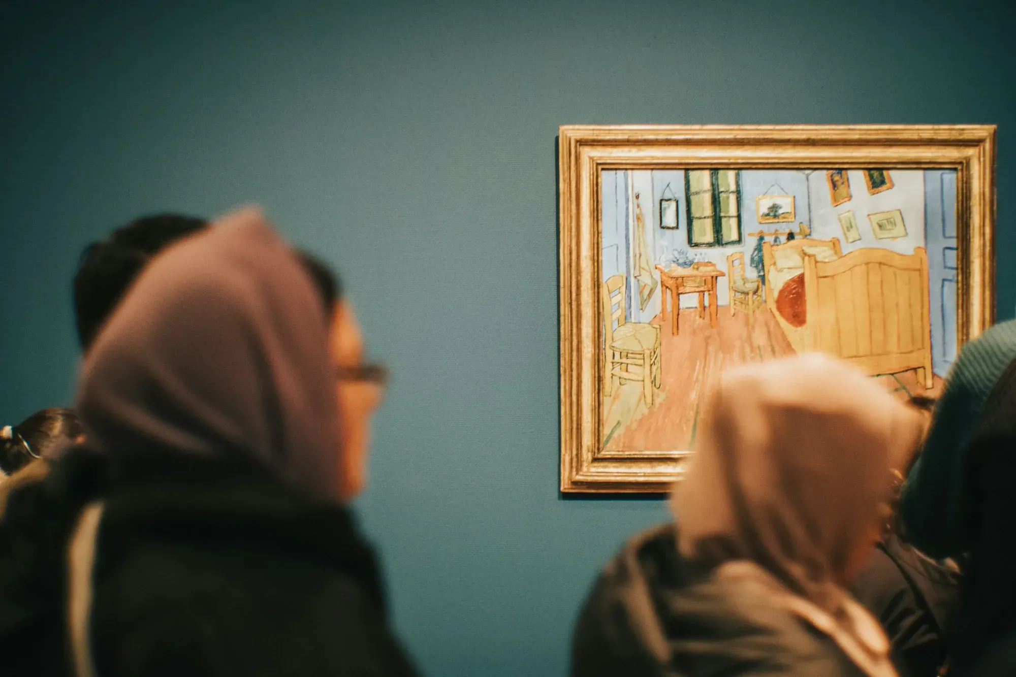 Visitors in front of Van Gogh's The Bedroom, painted in Arles in 1888, Van Gogh Museum, Amsterdam