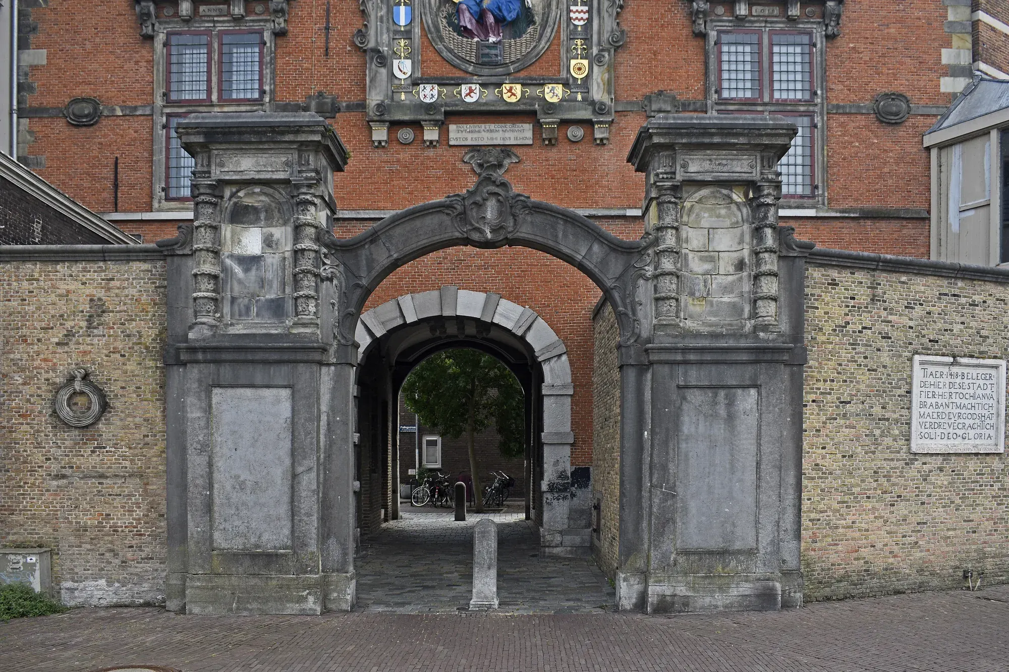 The stone arch of the Groothoofdspoort, the old main gate of Dordrecht