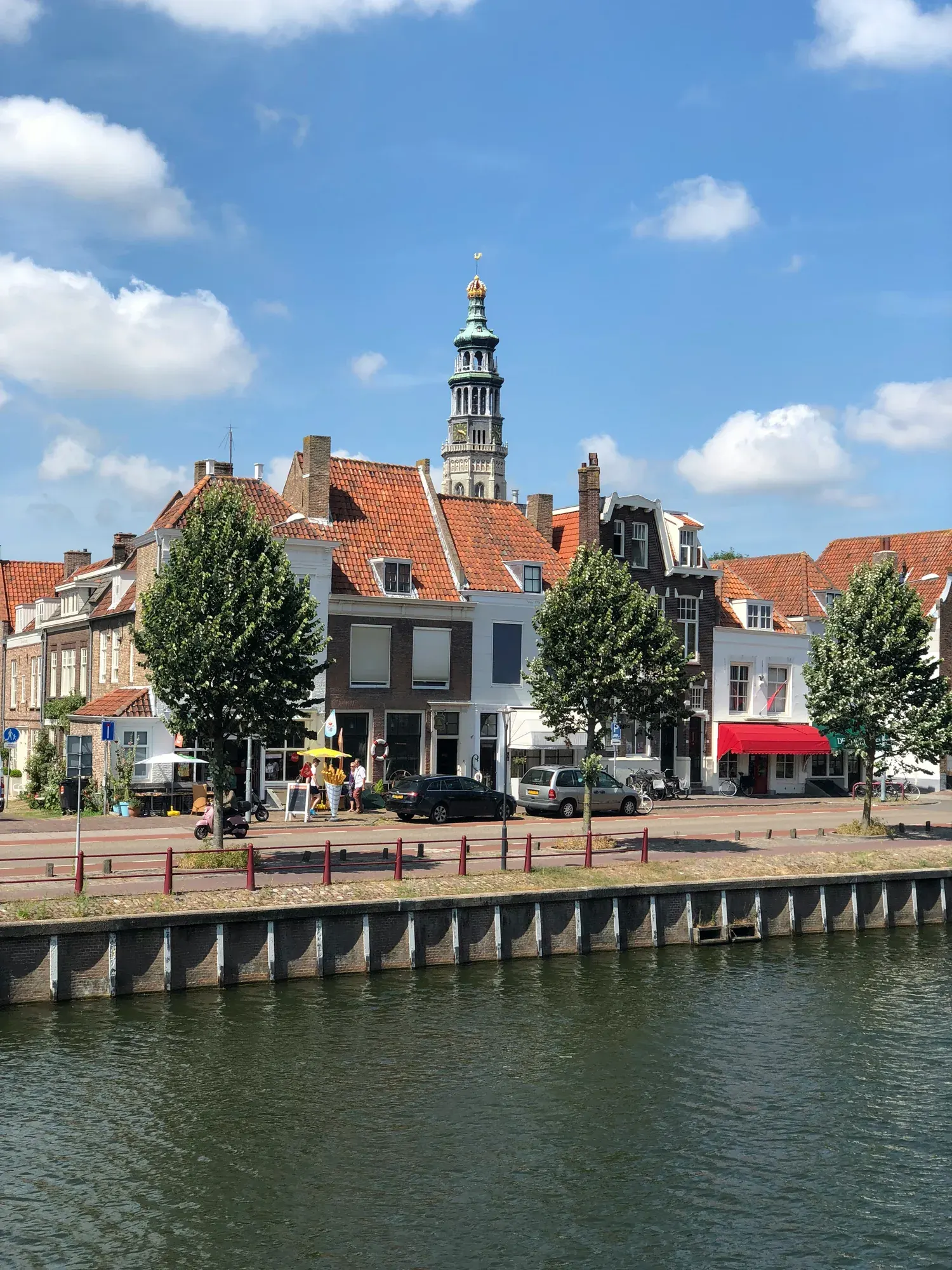 Canal houses and the Lange Jan abbey tower in Middelburg