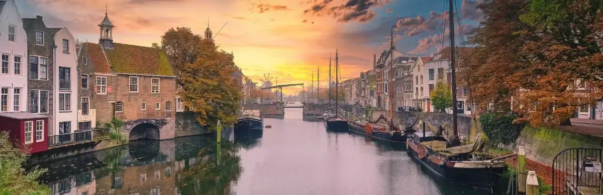 Historic canal houses in Delfshaven, Rotterdam