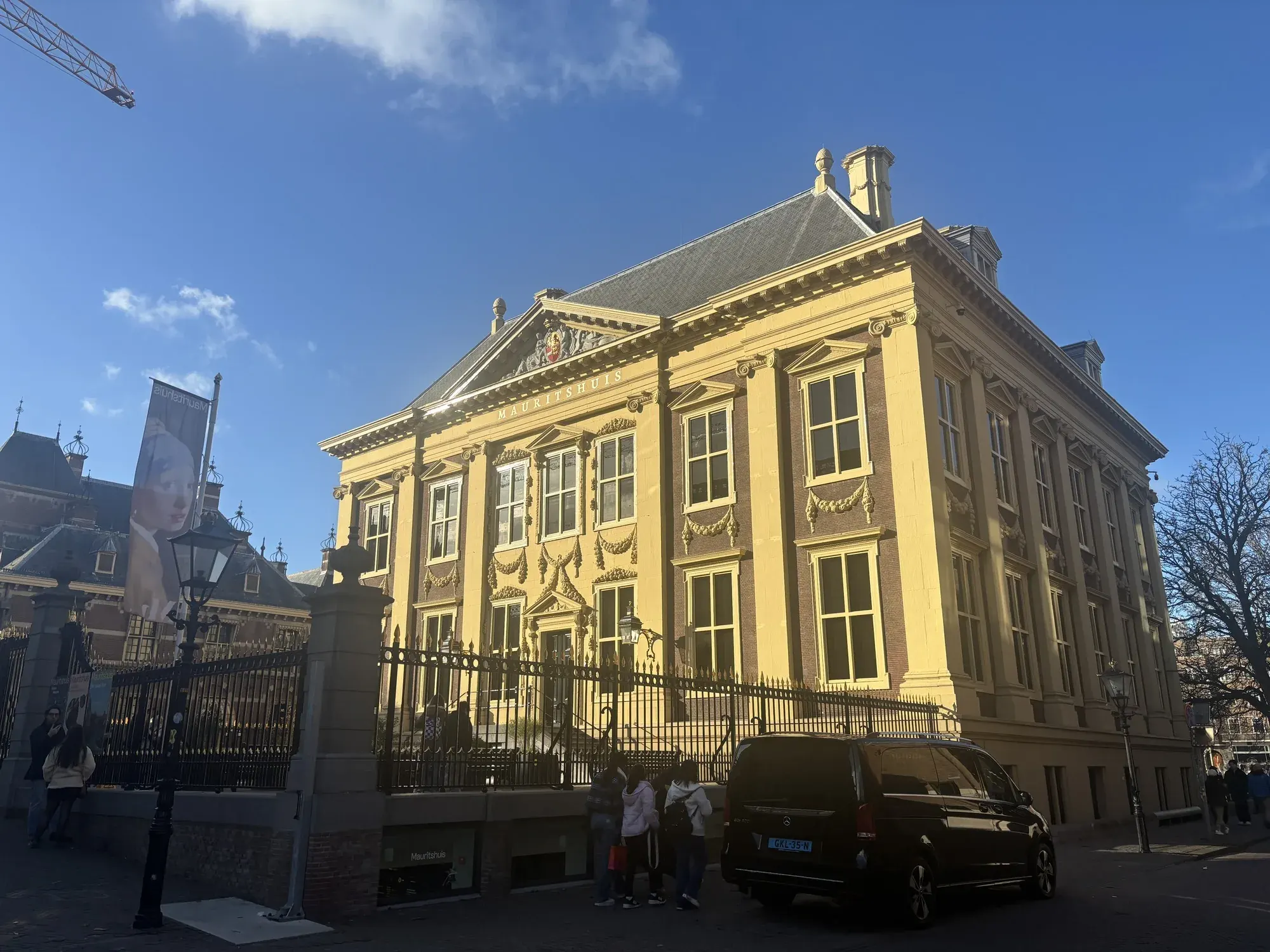 The seventeenth-century Mauritshuis on the Hofvijver in The Hague, in sunshine