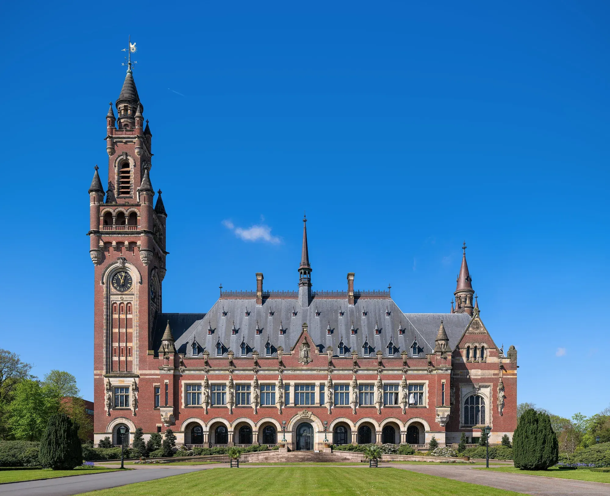 The front of the Peace Palace in The Hague, seat of the International Court of Justice
