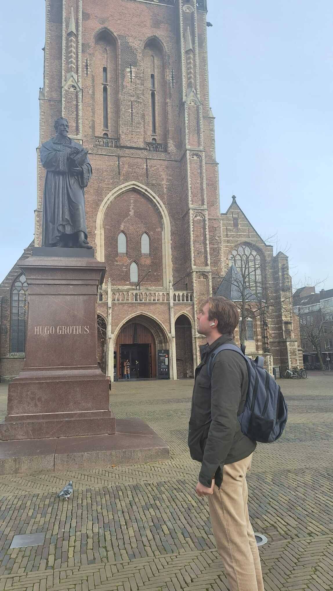 Guy in Delft during historical audio tour
